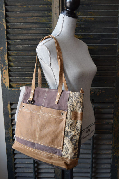 Large Leather Pocket Tote