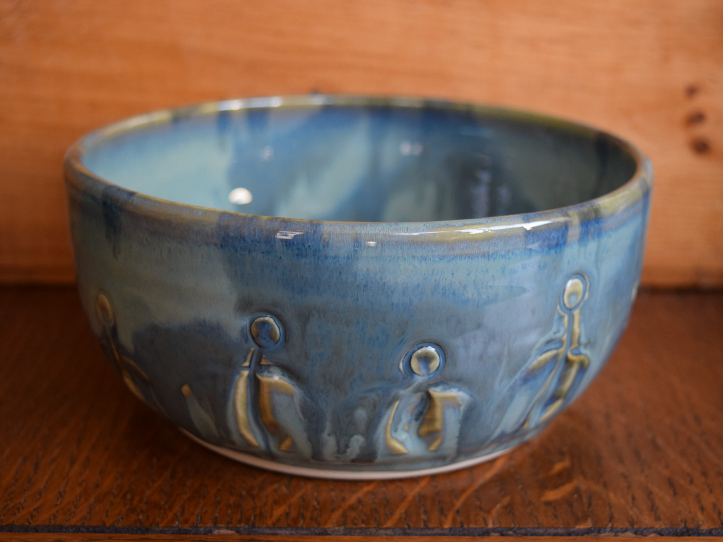 Mediuim Handmade Friendship  Pottery Bowl Light Blue