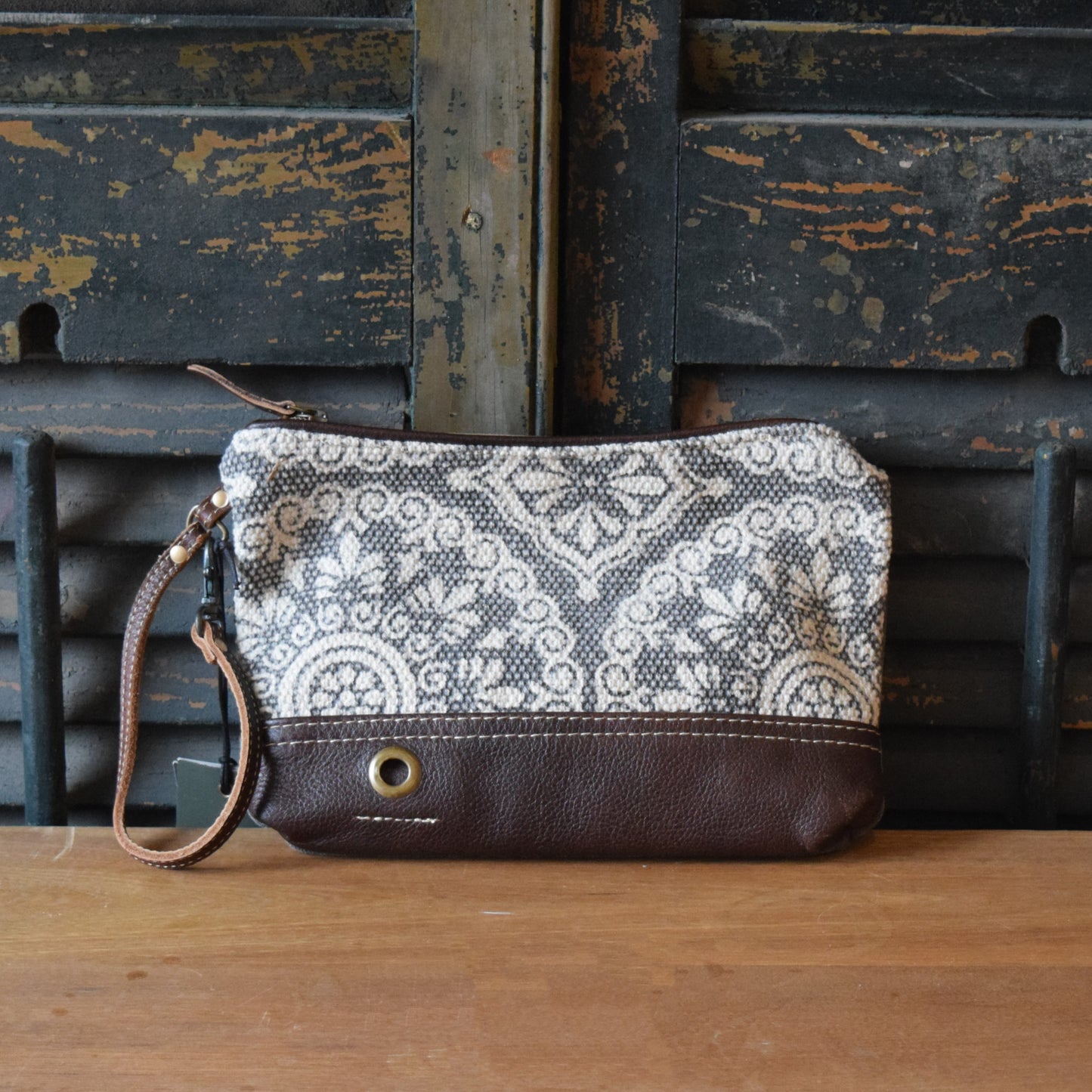 Filigree Leather Wristlet