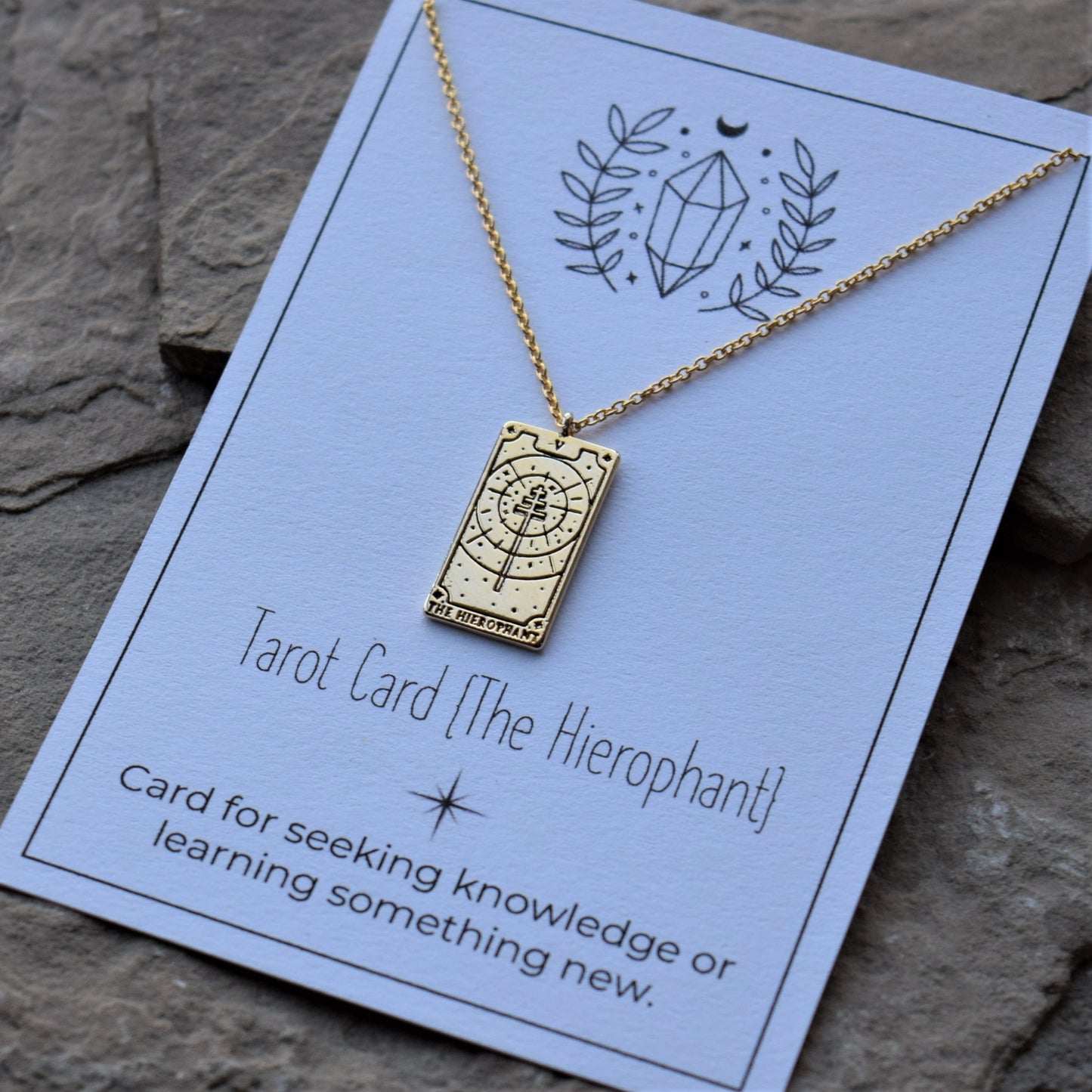 Gold Dainty Tarot Card Necklace