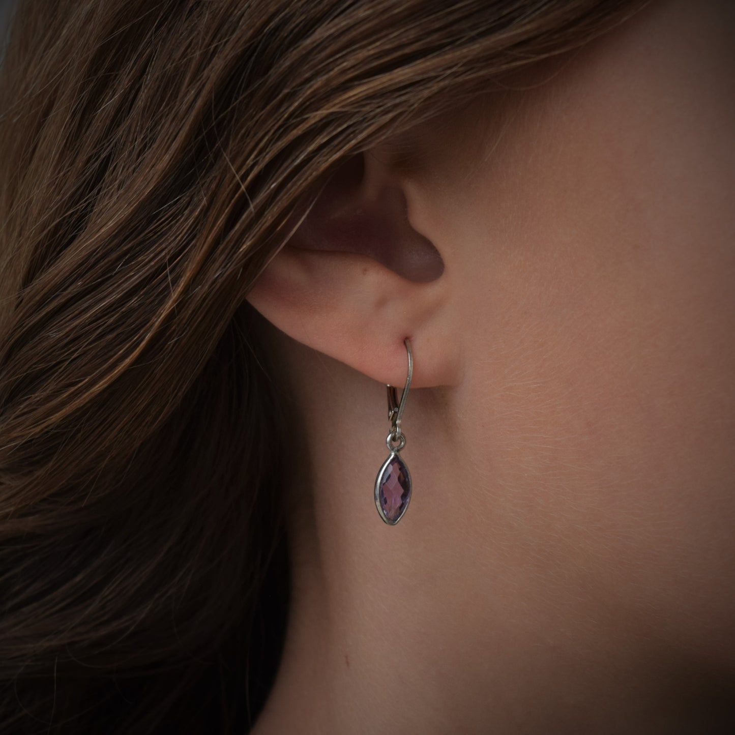 Sterling Marquise Gemstone Drop Earring