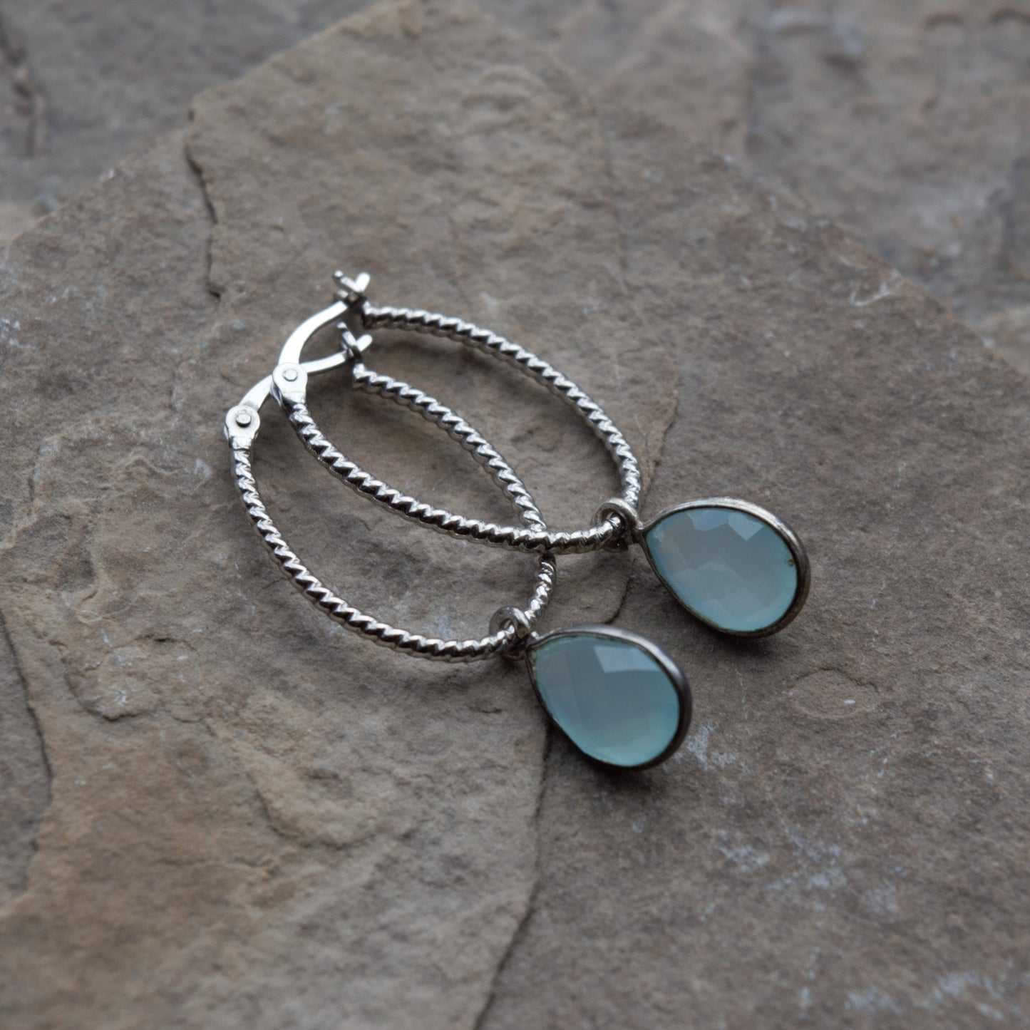 Sterling Silver Gemstone Oval Hoop Earrings