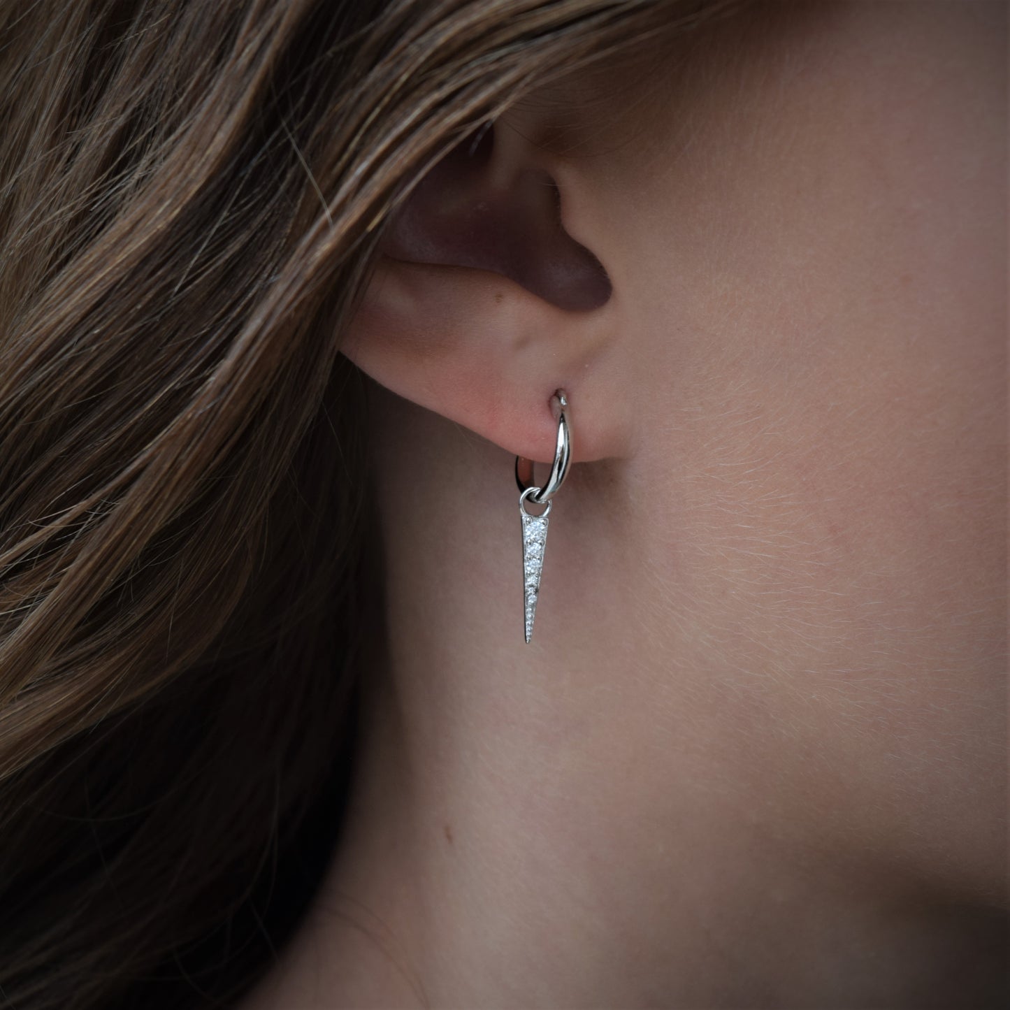 Sterling Silver Hoop CZ Spike Earrings