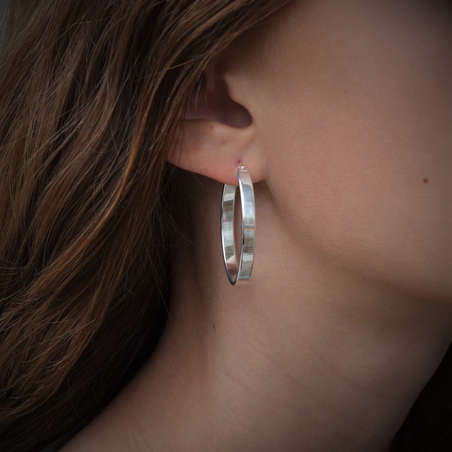Sterling Silver Oval Hoop Earrings