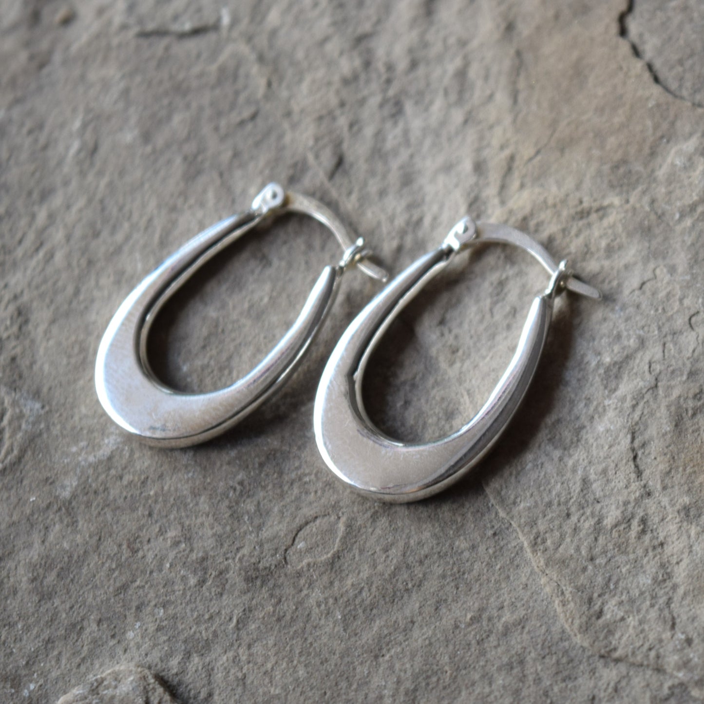 Sterling Silver Oval Hoop Earrings