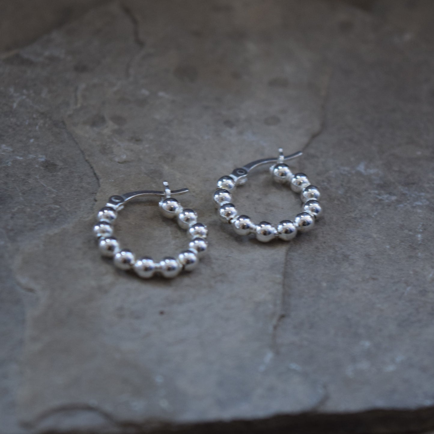 Sterling Silver Ball Hoop Earrings