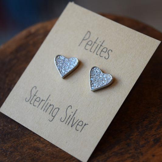 Heart CZ Sterling Silver Earrings