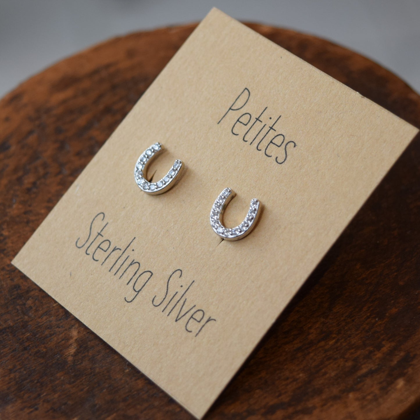 Horseshoe CZ Sterling Silver Earrings