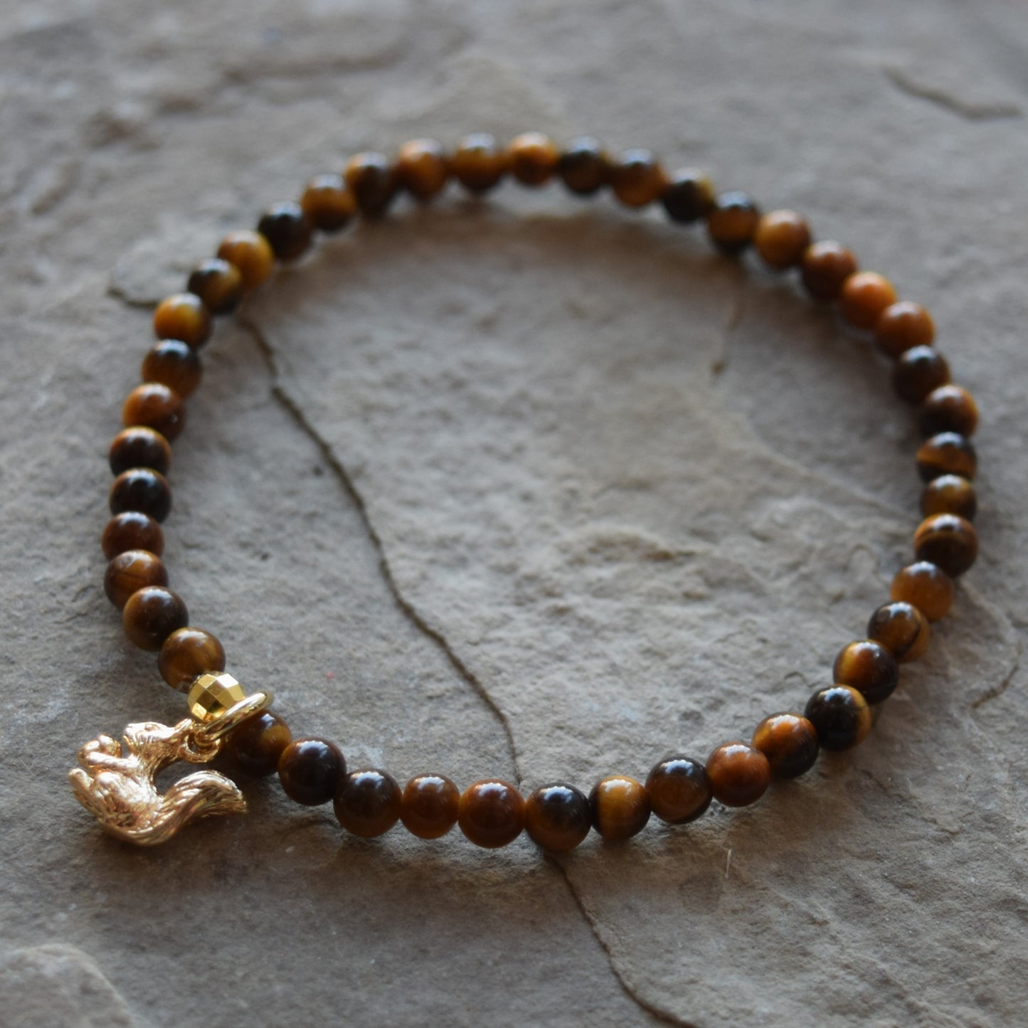 Gemstone Bracelet with Gold Squirrel