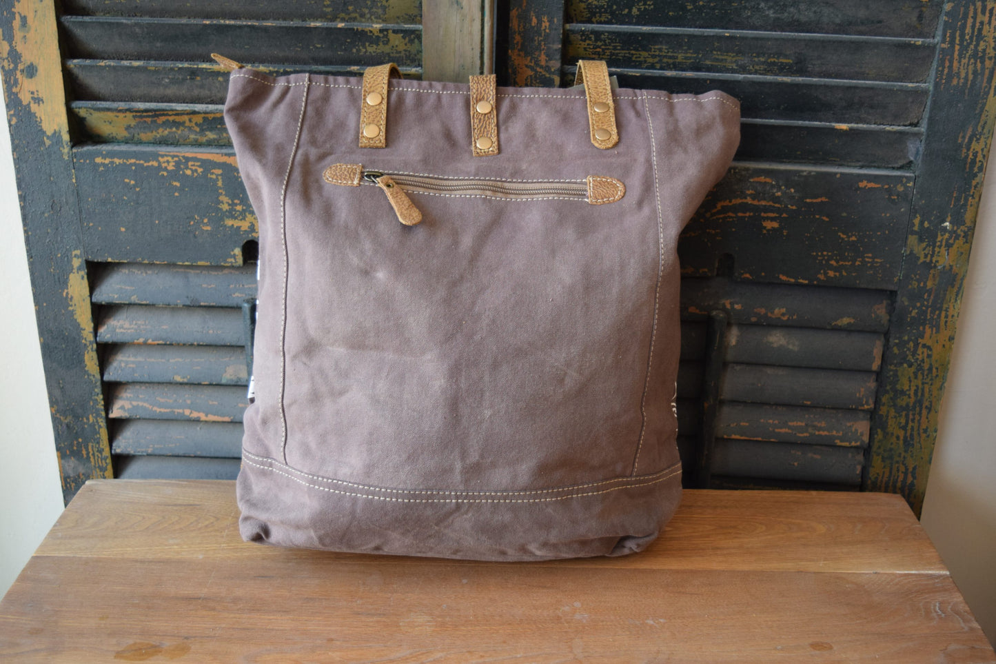 White Flower Brown Tote