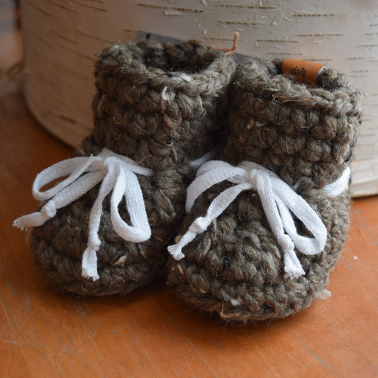 Hand-knit Baby Booties (Brown)