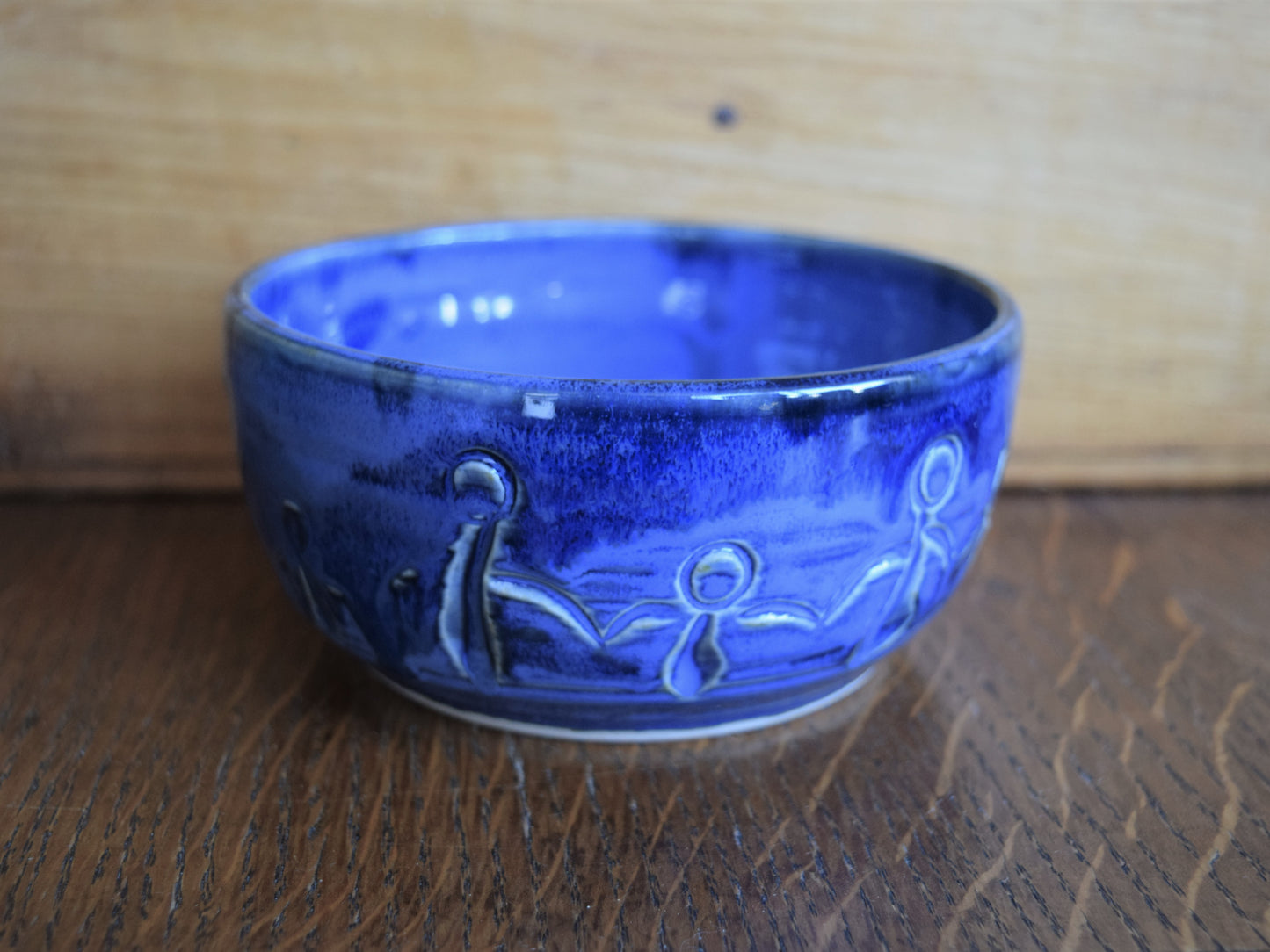 Small Handmade Friendship  Pottery Bowl Med Blue