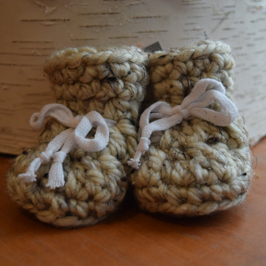 Hand-knit Baby Booties (Oatmeal)