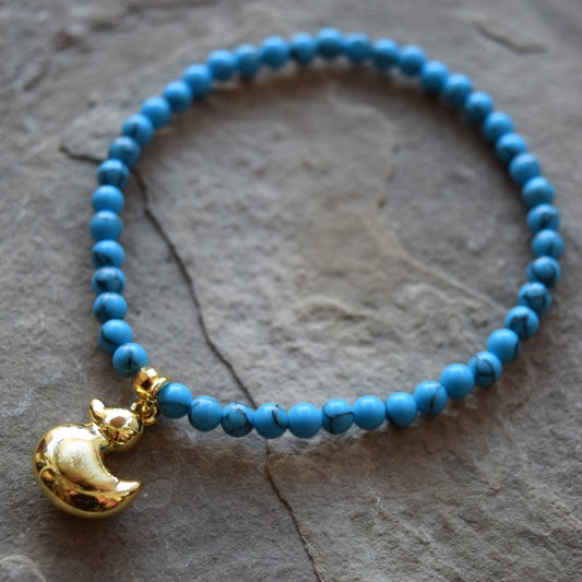 Gemstone Bracelet With Gold Duck Charm