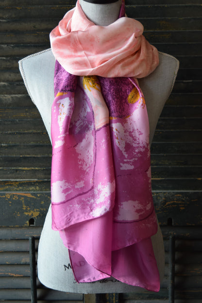 Pink Floral Silk Scarf