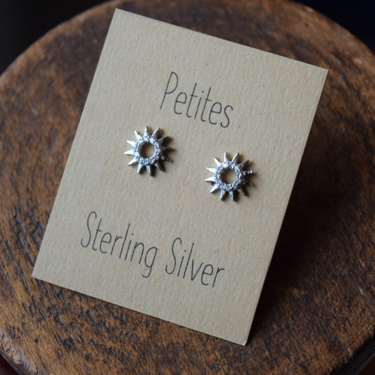 Starburst CZ Sterling Silver Earrings