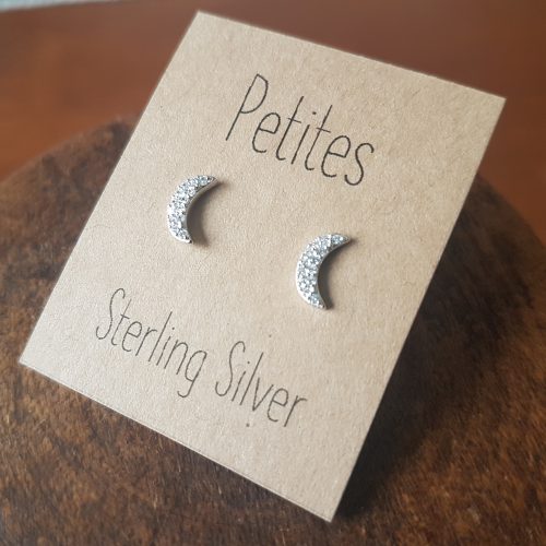 Moon CZ Sterling Silver Earrings
