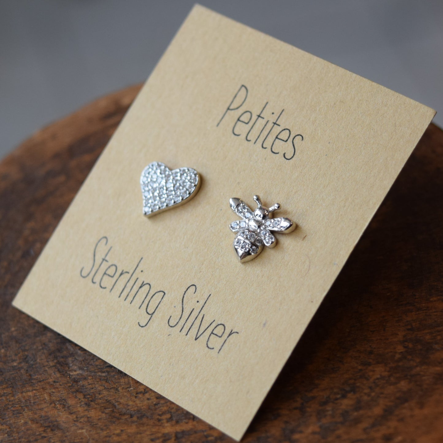 Heart Bee CZ Sterling Silver Earrings